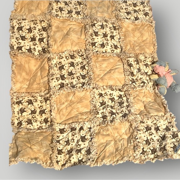 Handmade Other - 🎁NWT 𝑯𝒂𝒏𝒅𝒎𝒂𝒅𝒆 Baby Rag Quilt Blanket MONKEYS OOAK
